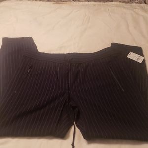Mng navy blue stripped trousers with gathered bott